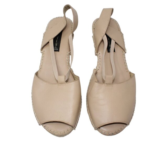 Steven By Steve Madden Womens 9 B Izzi Espadrille Wedge Beige Leather Sandals - Picture 11 of 15